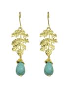Shein Leaf Shape Turquoise Dangle Earrings