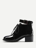 Shein Lace Up Block Heeled Patent Leather Boots