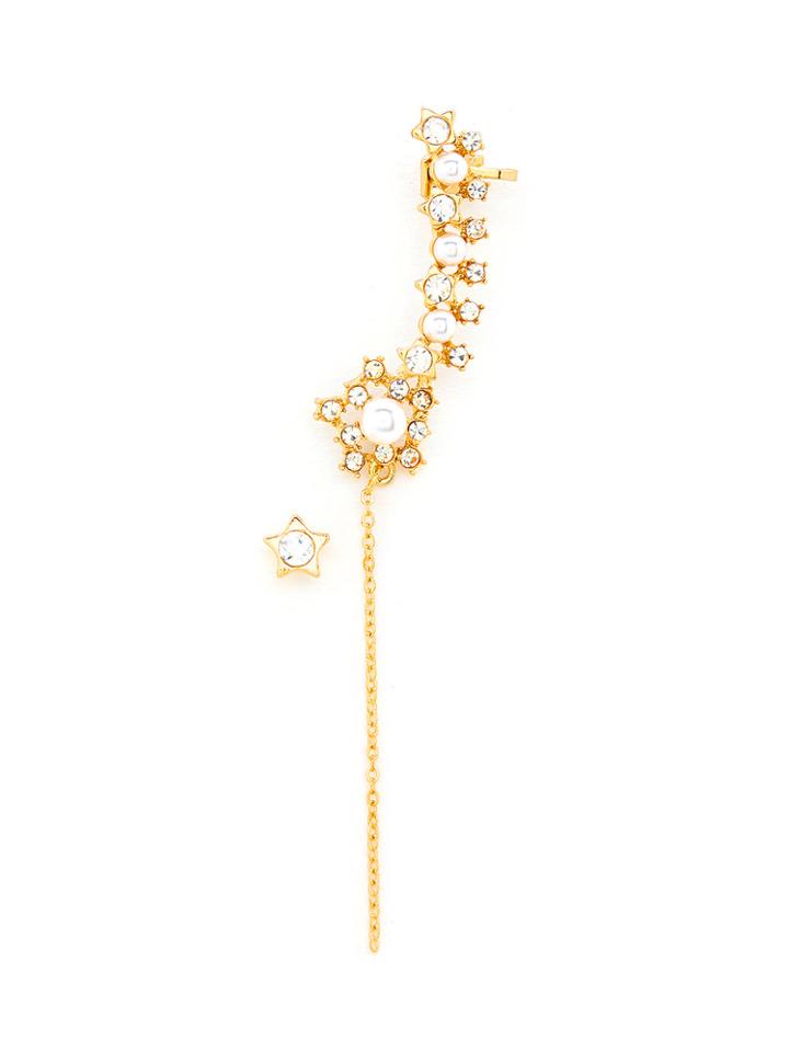 Shein Faux Pearl Design Star & Chain Design Earring Set 2pcs