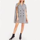 Shein Double Breasted Plaid Cape Blazer Dress