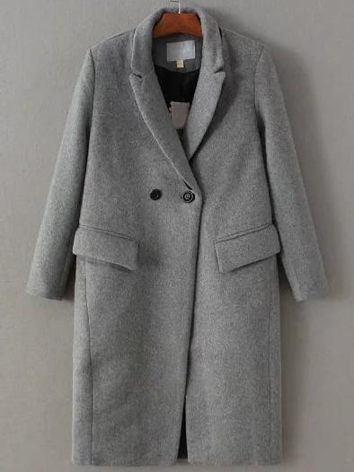 Shein Grey Girl Pattern Double Breasted Coat