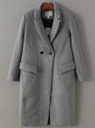 Shein Grey Girl Pattern Double Breasted Coat