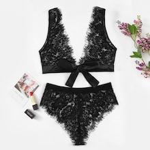 Shein Eyelash Floral Lace Lingerie Set