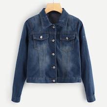 Shein Denim Button Front Pocket Detail Jacket
