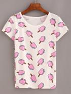 Shein Popsicle Print T-shirt - Pink