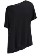 Shein Black Oblique Shoulder Asymmetrical T-shirt