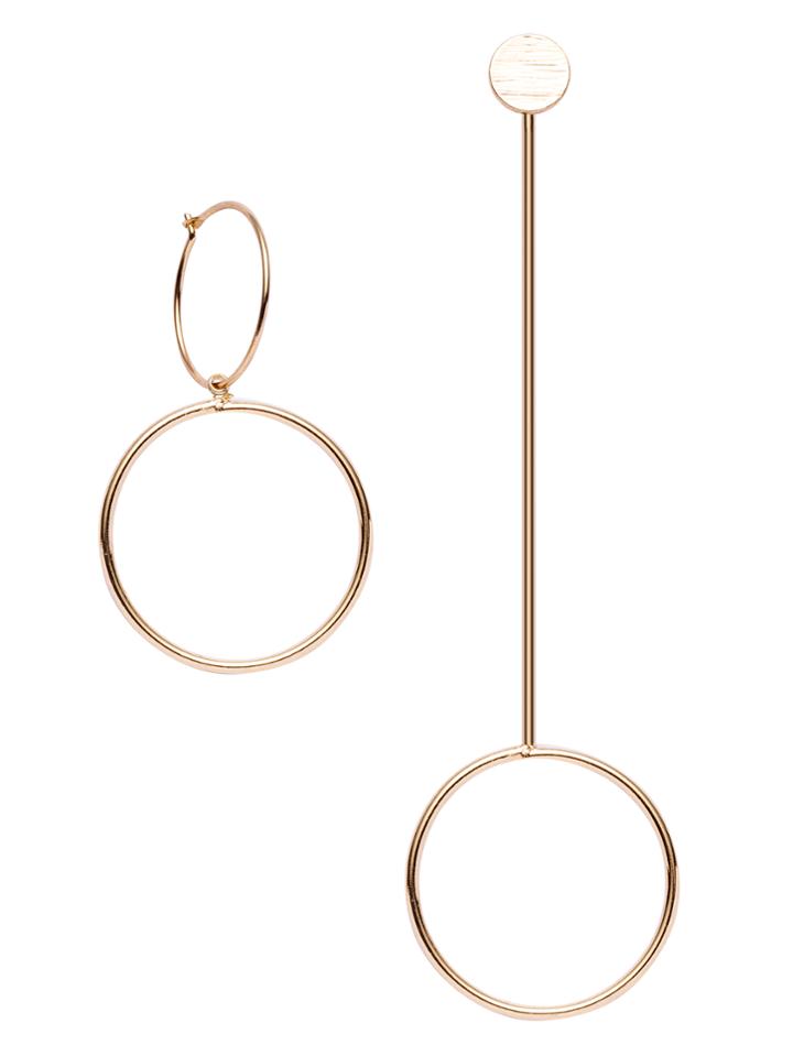 Shein Gold Plated Hollowed Circle Asymmetry Geo Earring