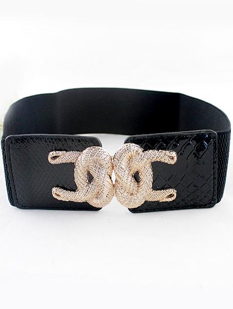 Shein Black Elastic Snakeskin Wide Belt