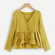 Shein Single Breasted Tiered Layer Blouse