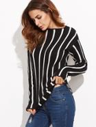 Shein Black Vertical Striped Slim Fit Sweater
