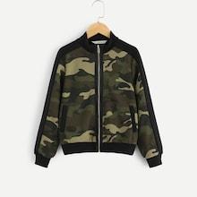 Shein Girls Zip Up Camo Sweatshirt