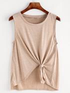 Shein Marled Knot Front High Low Tank Top