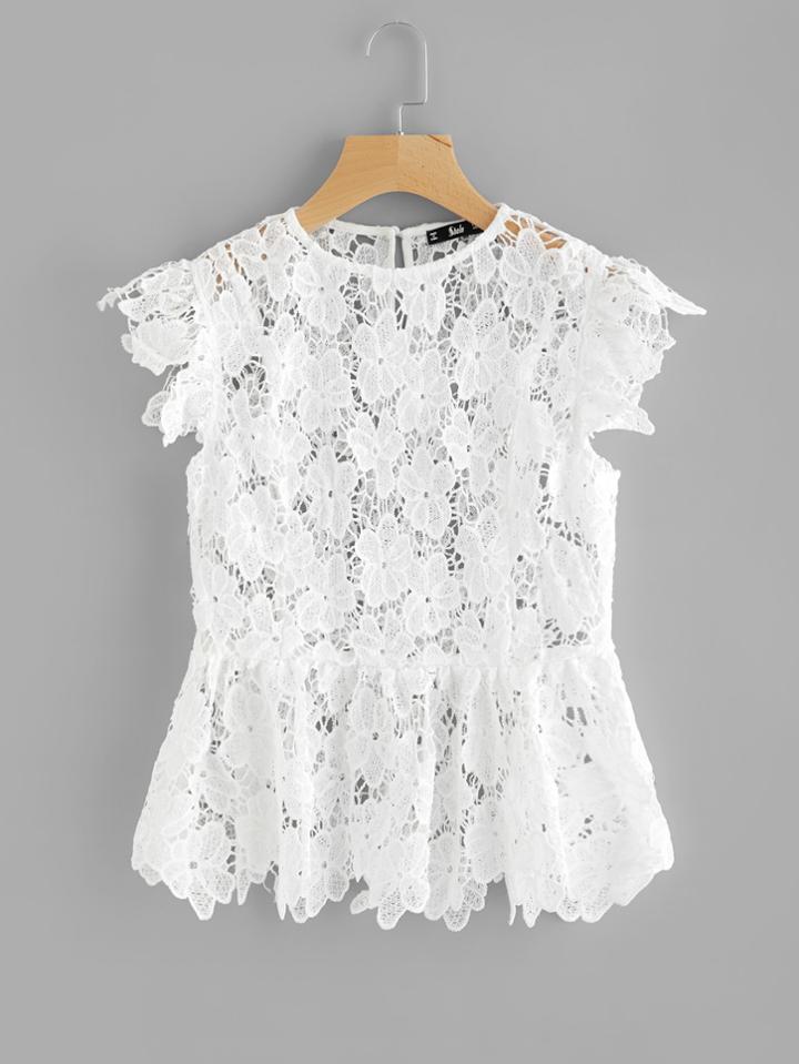 Shein See Through Floral Guipure Lace Top