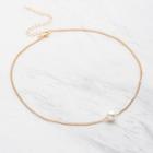 Shein Chain Necklace With Faux Pearl