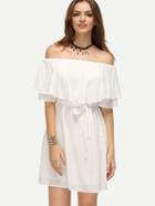 Shein White Off The Shoulder Tie Waist Dress