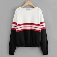 Shein Color Block Striped Pullover