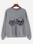 Shein Skull Print Drop Shoulder Sweatshirt