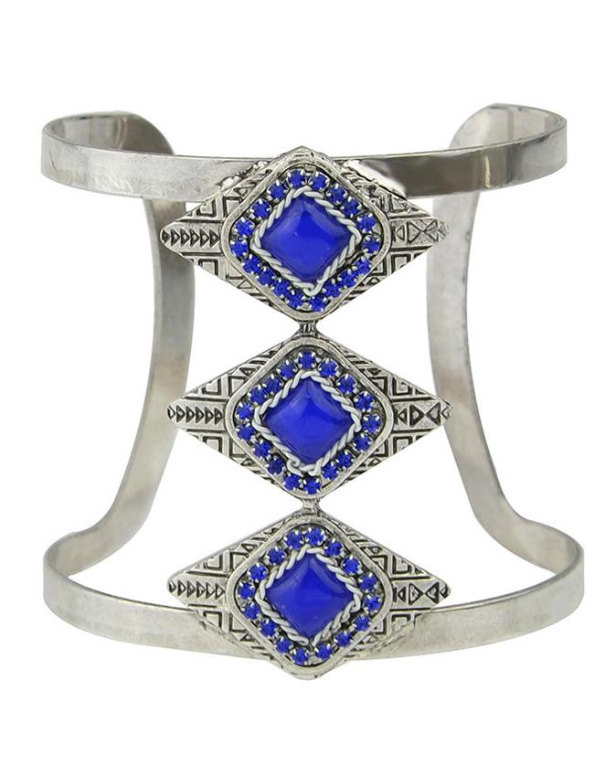 Shein Blue Rhinestone Wide Bracelet