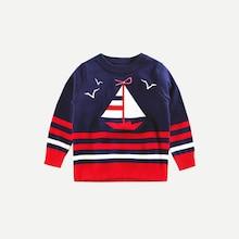 Shein Toddler Boys Sailboat Print Striped Jumper