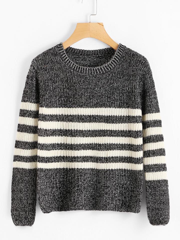 Shein Striped Textured Knit Sweater