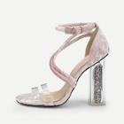 Shein Clear Band Ankle Strap Chunky Heels