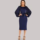 Shein Belted Pearls Bishop Sleeve Dress