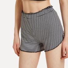 Shein Lettuce Trim Elastic Waist Striped Shorts