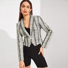 Shein Shawl Collar Snake Skin Print Fitted Blazer