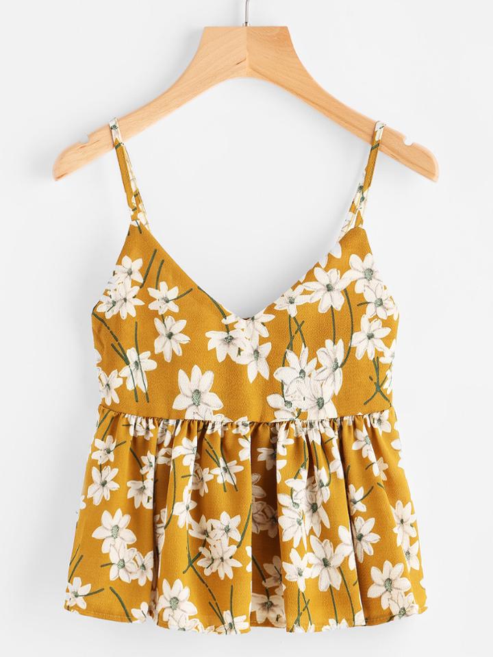 Shein Floral Print Random Babydoll Cami Top