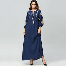 Shein Flower Embroidered Tie Neck Longline Dress