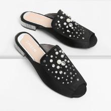 Shein Faux Pearl Peep Toe Flats
