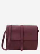 Shein Burgundy Faux Leather Flap Messenger Bag