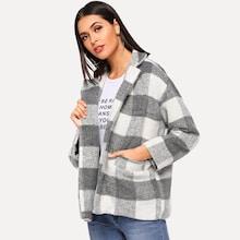 Shein Single Button Plaid Tweed Coat