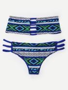 Shein Strappy Multicolor Tribal Print Bandeau Bikini Set