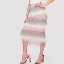Shein Tiered Mesh Pleated Skirt