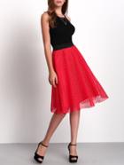 Shein Red Mesh Midi Skirt
