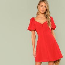 Shein Bishop Sleeve Button Up Dress