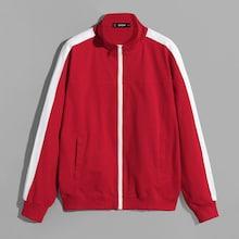 Shein Men Contrast Panel Zip Up Sweatshirt