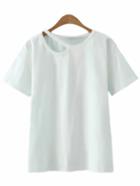 Shein White Short Sleeve Cut Out Casual T-shirt