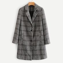 Shein Single Breasted Plaid Outerwear