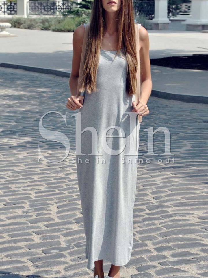 Shein Grey Strap Shift Ankle Dress