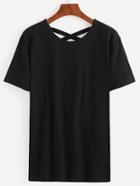 Shein Lattice Back T-shirt - Black