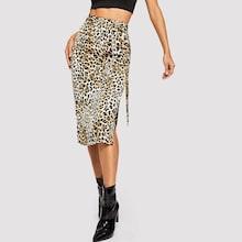 Shein Tie Waist Leopard Print Skirt