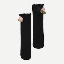 Shein Girls Crochet Flower Detail Lettuce Trim Socks