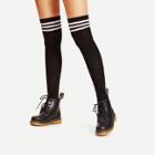 Shein Black Varsity Stripe Over The Knee Socks