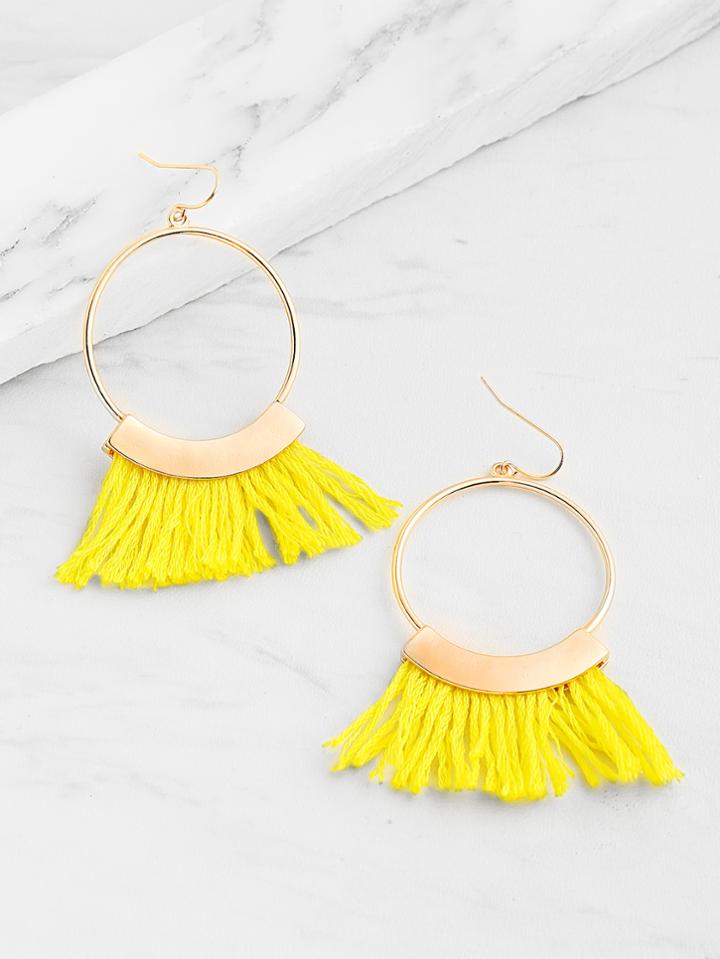 Shein Tassel And Ring Design Drop Earrings