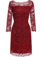 Shein Wine Red Round Neck Length Sleeve Lace Dress