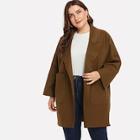 Shein Plus Double Pocket Solid Coat