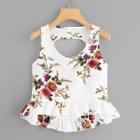 Shein Cut Out Back Floral Top