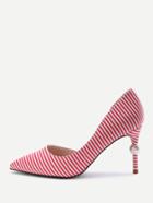 Shein Red Striped Point Toe Stiletto Heels